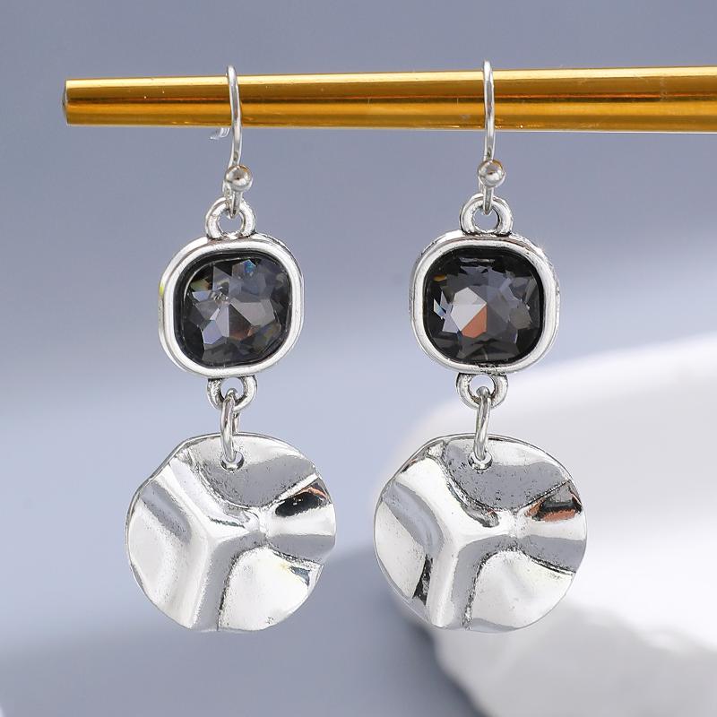 Fashionable Square Black Diamond Necklace Set Simple Geometric Inlay Splice Earrings Bracelet Necklace Jewelry Accessories Gifts