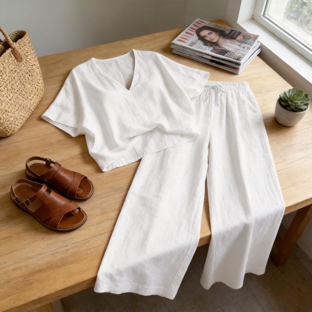 Relaxed Fit Womens V Neck Batwing Sleeve Pantsuit With Tie Detail For Casual Summer Wear