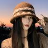 Warm Knitted Bucket Hat Elegant Dome Hats Fashion Fisherman Cap  Autumn Winter