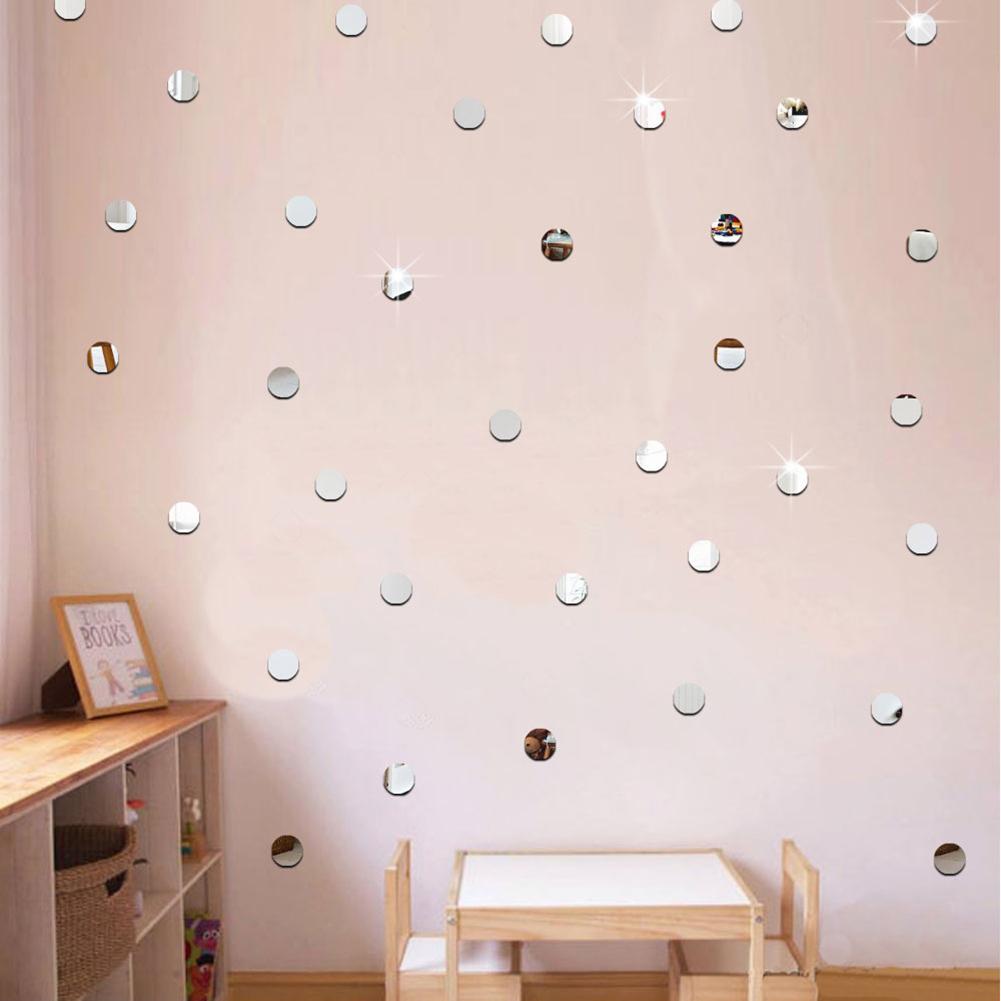 100 Pcs Round Acrylic Mirror Surface Wall Sticker Circle Wall Sticker Mini Small for Bedroom Showroom Wedding Enagement Birthday