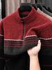 Men's Plush Thick Chenille Knit Sweater with Half-High Collar and Zipper