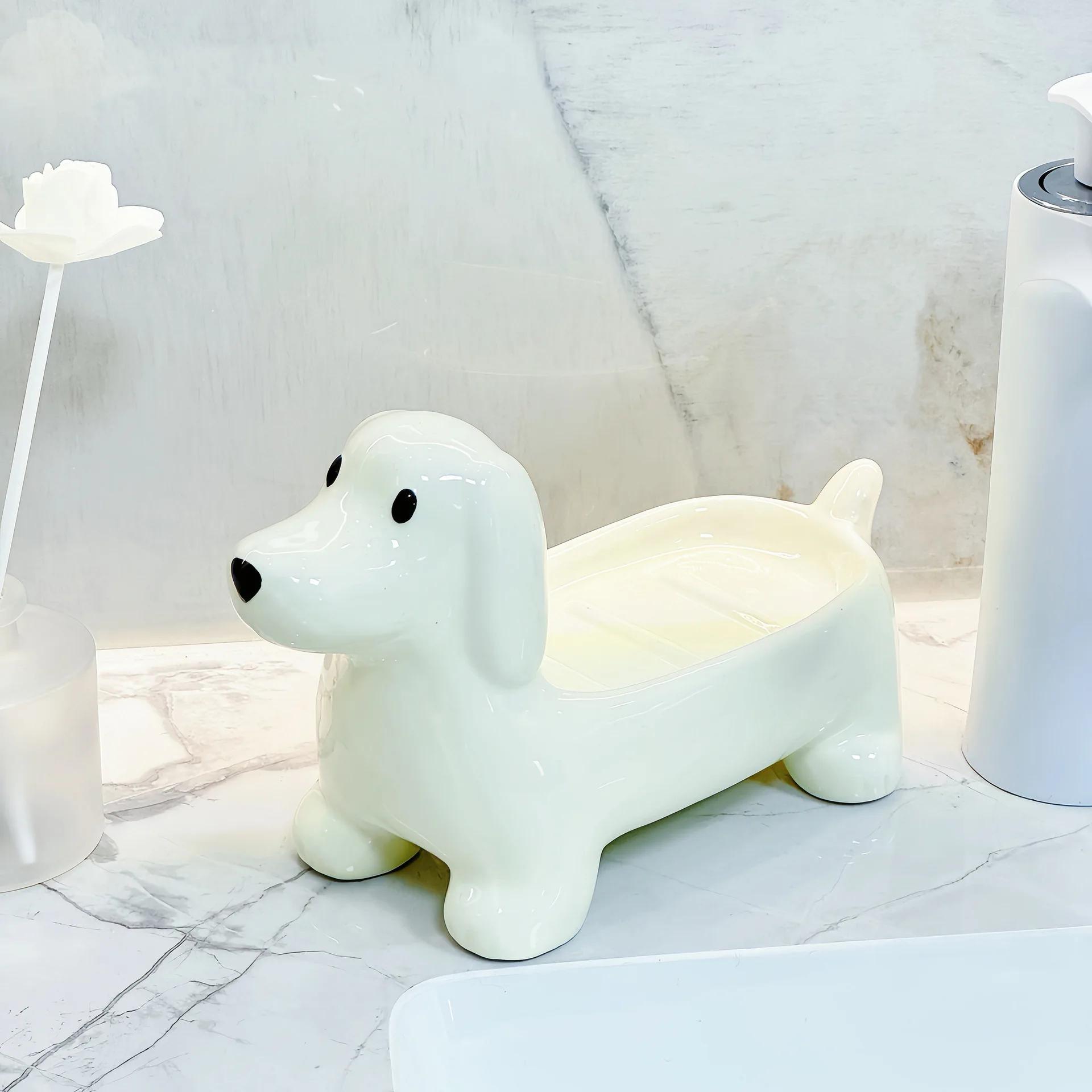 

Милая мыльница в виде собаки Милая креативная полка для мытья ванной комнаты, большая высококачественная керамическая мыльница, аксессуары для ванной комнаты