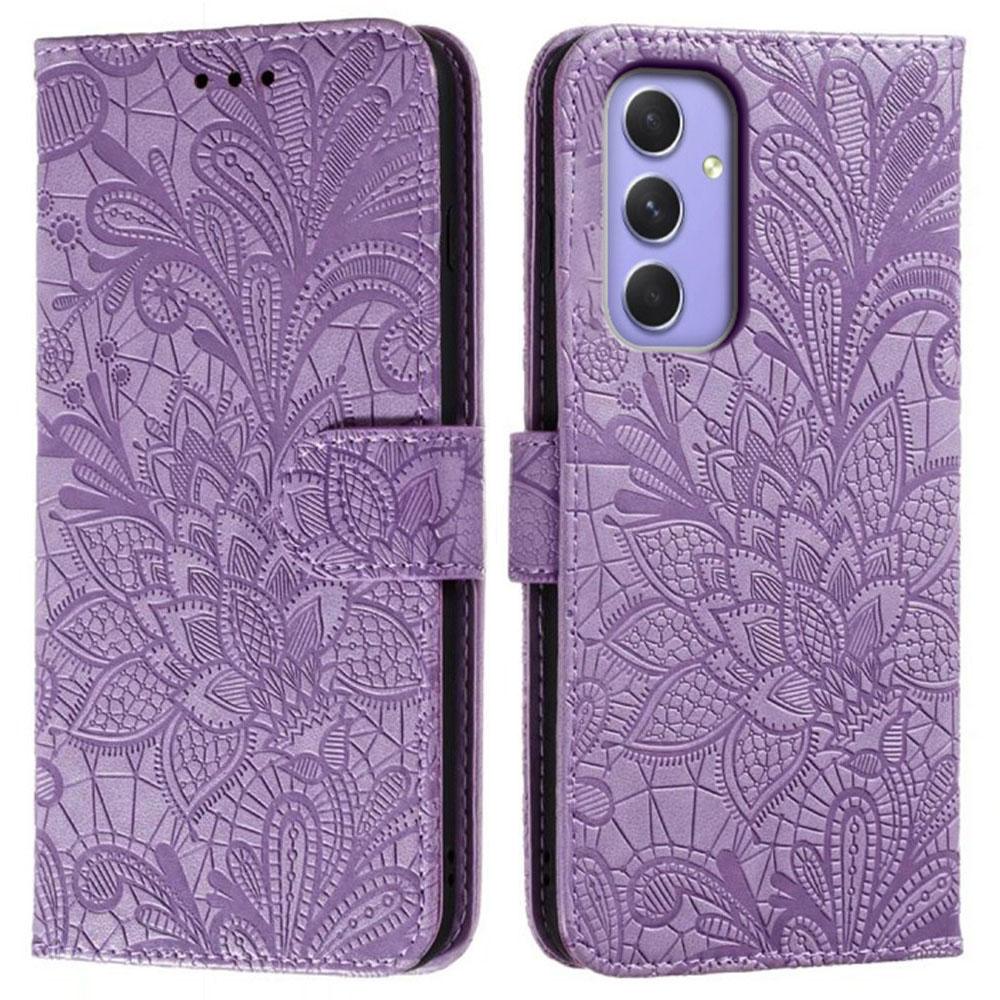 For Samsung Galaxy S25/S24 Case Lace Flowers PU Leather Flip Wallet Phone Cover