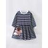 Malwee Girls' Striped Princess Dress Autumn and Winter New European and American Style Fashionable Little Girl Round Neck Children's Dress