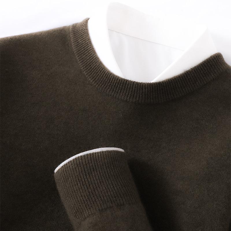 Men's Cashmere Round Neck Sweater - Business Casual Light Luxury Pullover, Soft & Smooth Knitwear for Autumn & Winter.