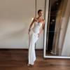 Ropa de mujer europea y americana otoño nuevo sexy chica picante vendaje en el pecho diamante brillante cintura alta tirante fino vestido de color liso mujer