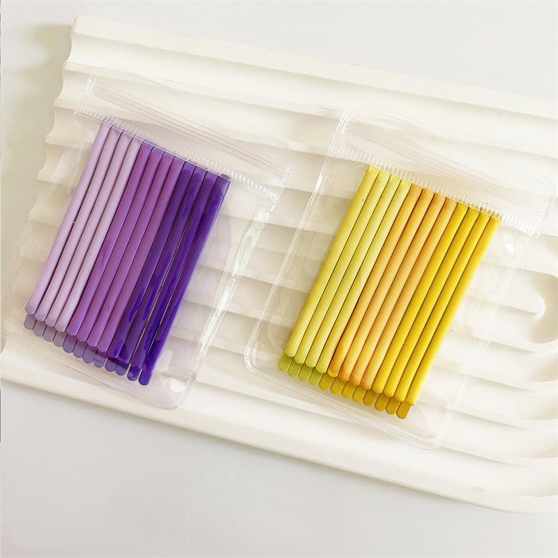 12pcs/set Gradient Color Series, Colorful One Word Clip, Simple and Versatile Girl, Drip Oil Rubber Paint Hair Clip, Hair Clip