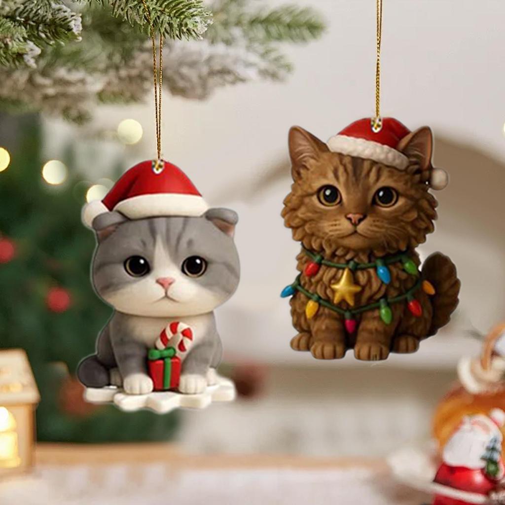24Pcs 2D Acrylic Cute Kitten Advent Calendar 24 Days Christmas Countdown Xmas Tree Decor Advent Calendar for Cat Lovers Gifts