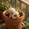 Hanging Cat Figurine Clinging Pose Planter Hugger Raised Tail Flower Pot Edge Ornament for