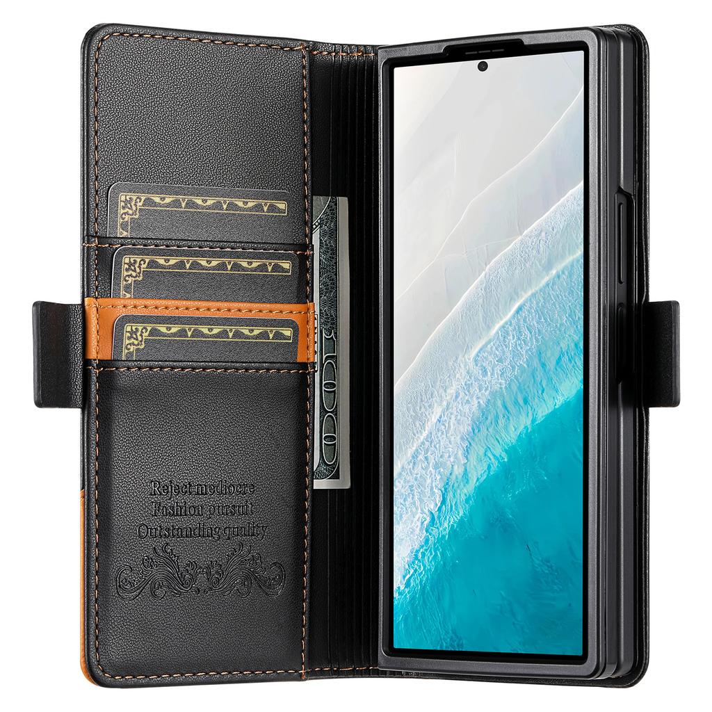 N.BEKUS For Samsung Galaxy Z Fold6 5G Stand Case RFID Blocking PU Leather Wallet Phone Cover