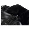 Herren-Fleece-gefütterter dicker Ledermantel, PU-Lederjacke, Herbst- und Winter-Reißverschluss-Pelzmantel
