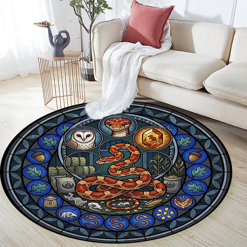 Prehistoric Glass Round Area Rug Under Office Chairs Bedroom Living Room Home Decor