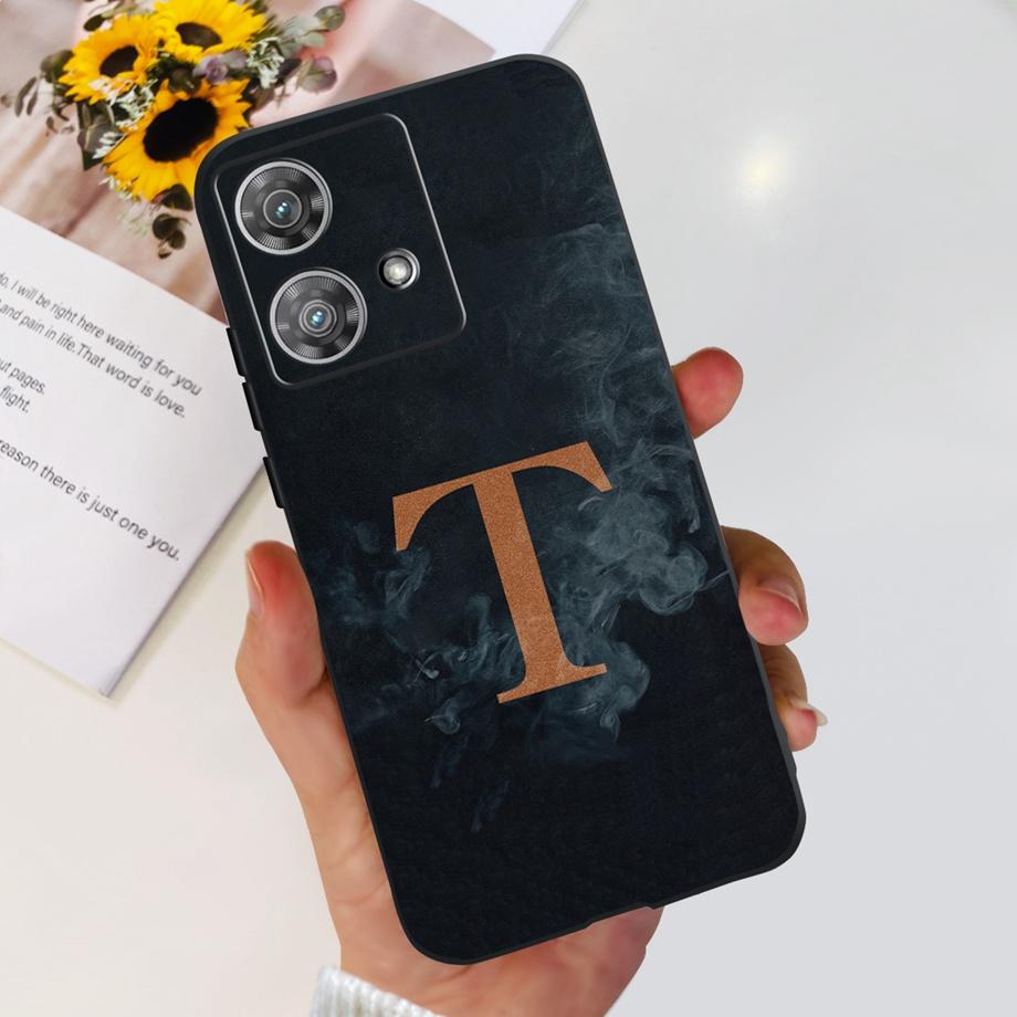 For Motorola Edge 40 Neo Case 26 Letters Black Pink Pattern Back Case For Moto Edge 40 5G 40Neo Soft TPU Silicone Stylish Bumper