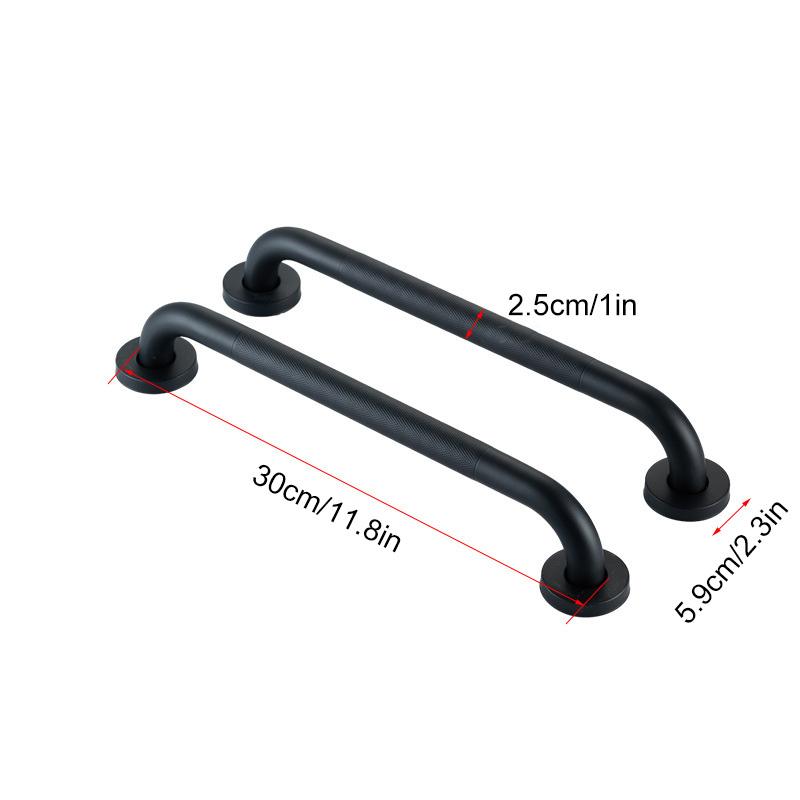 2 ks/balení Koupelnová protiskluzová bezpečnostní madla pro hendikepované Nerezová ocel Černé madlo Madlo 30CM