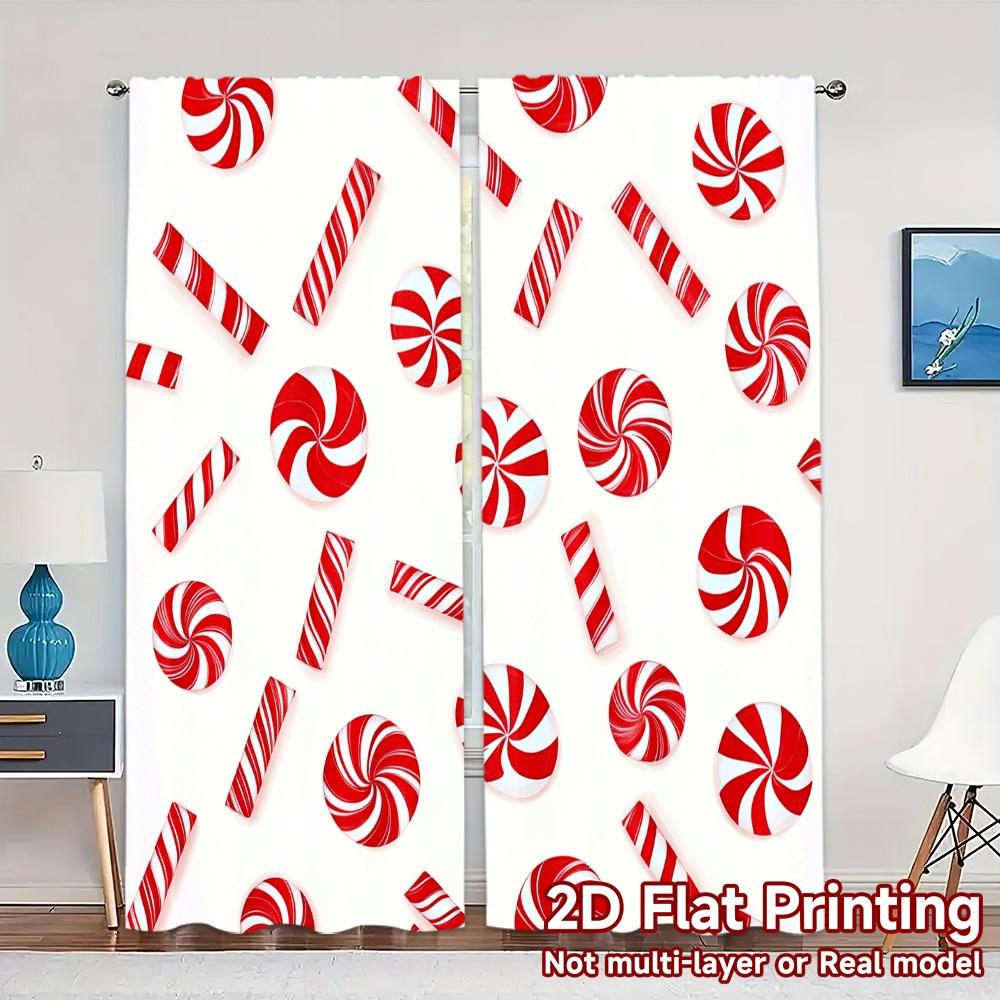 

2pcs,Curtains Candy Cane Swirl Lollipop Stars (3) Contemporary Modern Curtains Versatile 100% Polyester Curtains Decorations 52.50×116.00 CM 2pcs