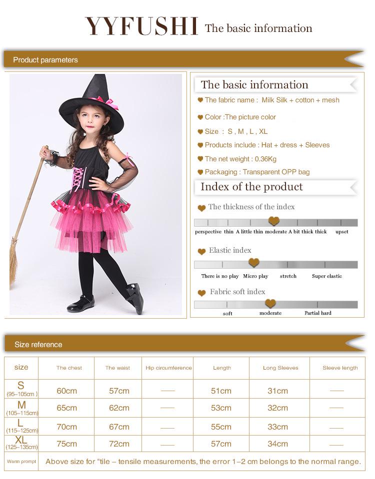 Children's Witch Role-Play Costume: Mesh Puffy Dress for Halloween Cosplay.