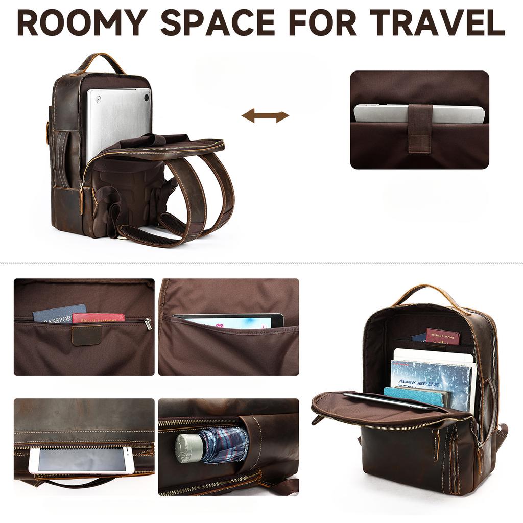 Men's Backpack Business Genuine Leather Computer Bag Top-grain Cowhide Men's Large-capacity Backpack