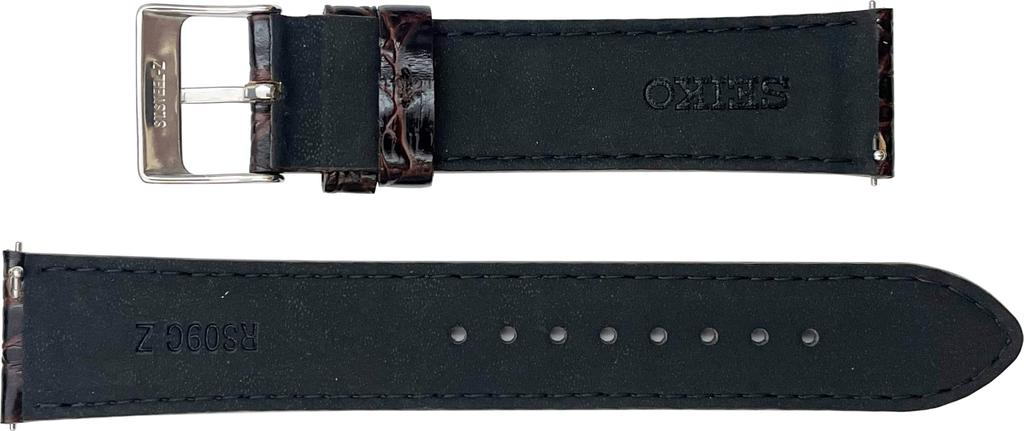 Pulseira de Relógio Seiko, 18mm, 19mm, 20mm, 22mm, RS09C, Couro de Vaca, Embossado de Crocodilo, Brilhante, Troca Rápida, Masculino, Preto, Marrom Escuro, Azul Marinho