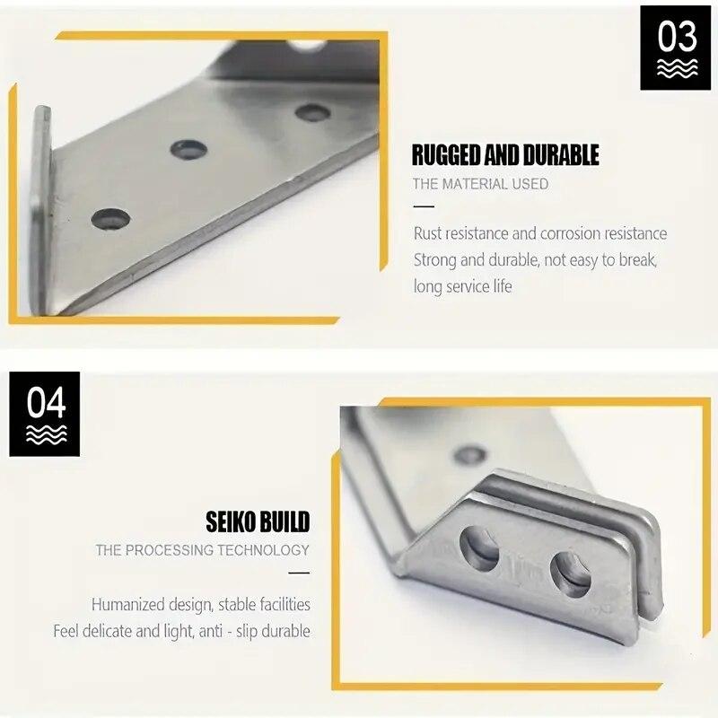 10 Sets Stainless Steel Corner Connectors, Right Angle Thickened Brackets for Furniture, Cabinet & Laminate Projects