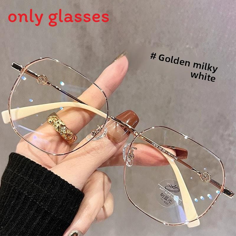 

Geometric Blue Light Blocking Glasses For Women With Pc Lenses And Metal Frame For Stylish Office Wear Gold Silk