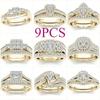 Three Heroes European American Gold Plated Zircon Couple Rings Classic Jewelry