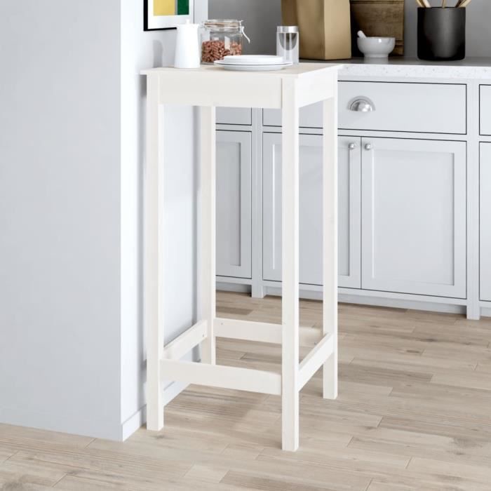 Table de bar - VIDAXL - 50x50x110 cm - Bois massif de pin - Blanc - Montage facile
