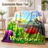 Plants Vs. Zombies Custom Name Flannel Throw Blanket Soft Warm for Sofa Bed Indoor Home Use
