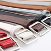 Women Wide Leather Belt with Needleless Smooth Buckle