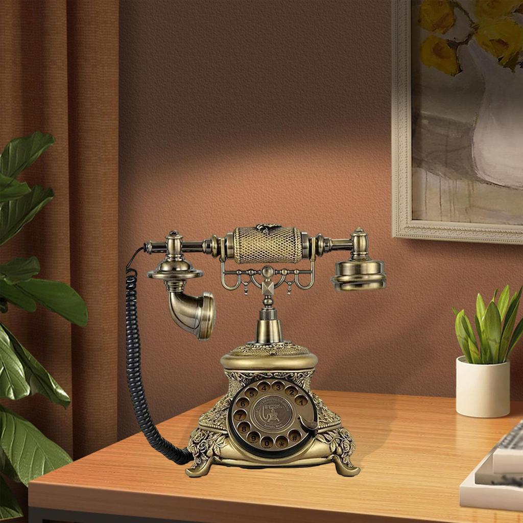 Vintage Telephone Classic Corded Bronze Old School for Bar Decor