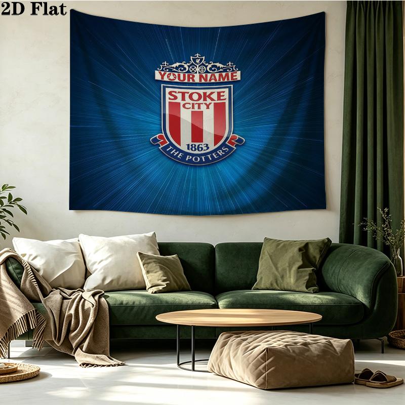 Arazzo Stampato Stoke City con Nome Personalizzato – Da Appendere alla Parete per Camere da Letto, Dormitori e Decorazioni per la Casa