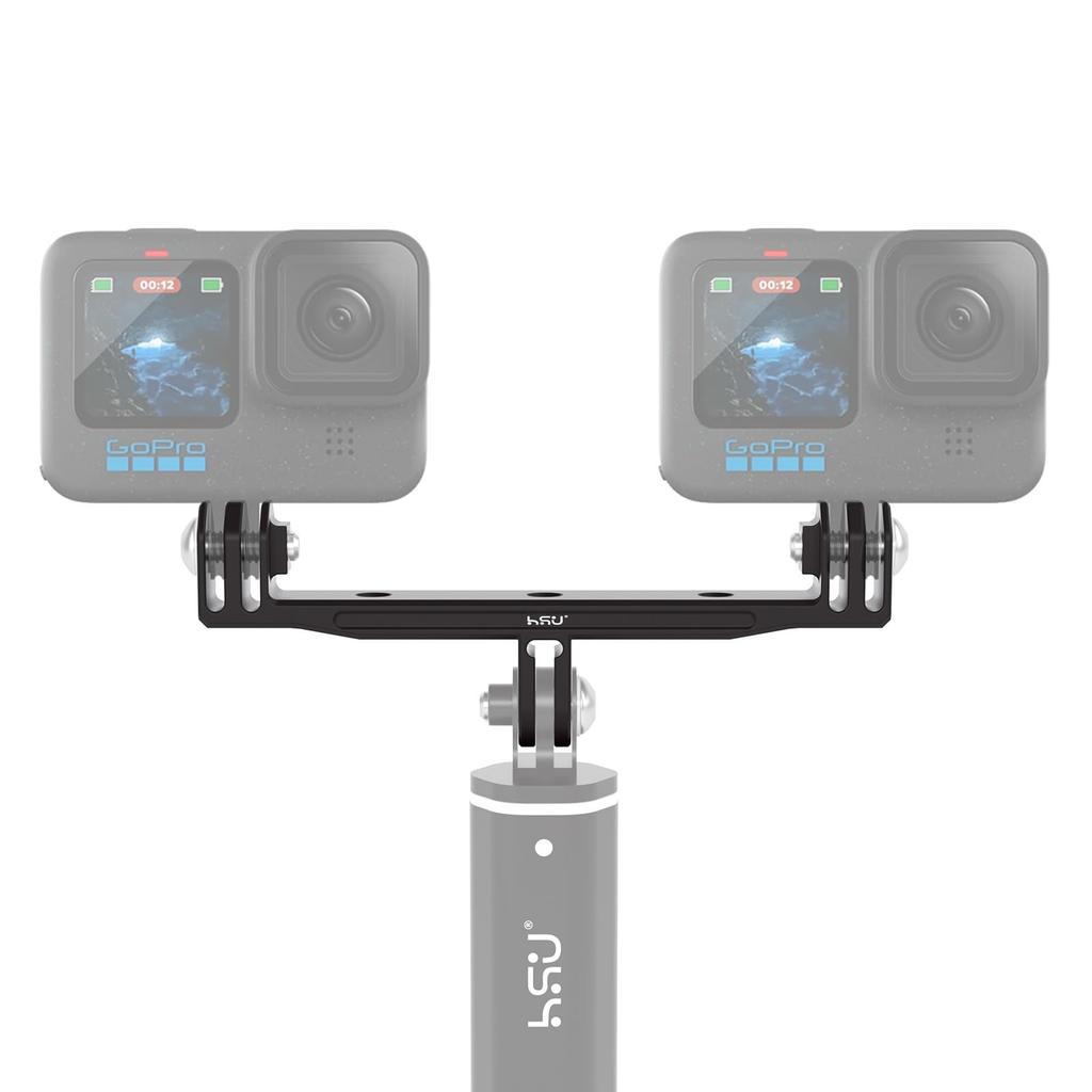 HSU GoPro Mount Adapter Double Aluminum Dual Mount Action Camera Accessories for GoPro Hero Osmo AKASO Brave EK7000 V50 Action Cameras Improved