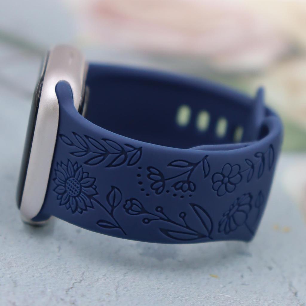 Compatible Silicone Apple Watch S10 Strap: Adjustable, Fashionable Embossed Band