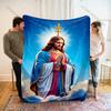 1PC Religious figure praying halo Print Believer Pray blanket Warm soft flannel material suitable for all seasons luxurious gift