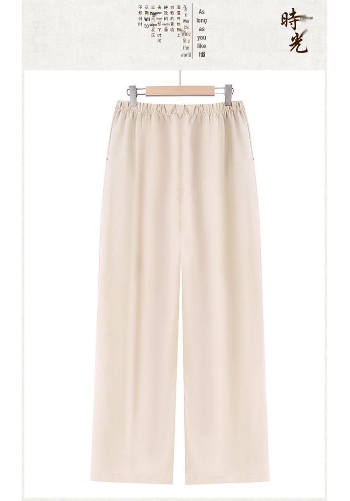 Mom's Spring Casual Elastic Waist Straight-Leg Pants for Middle-Aged & Elderly Women