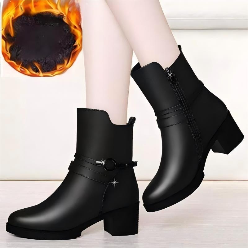 Women s Ankle Boots Leather Short Boot Lady Winter Plus Velvet High Heel Shoes Wedding Party Formal Dress Shoes England Style 40 2729₽