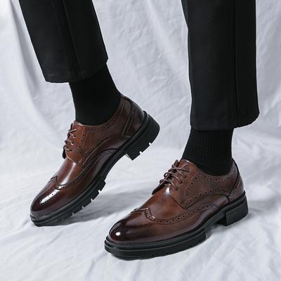 Retro Klassische Formelle Schuhe Herrenschuhe Schwarz Braun Dicke Sohle Lässig Business Block Gentleman Gesellschaftsschuhe Größe 38-46 Herrenschuhe
