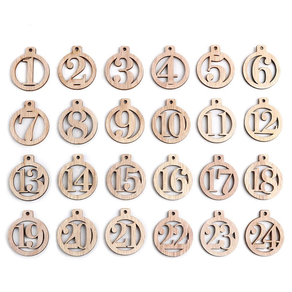Wooden Advent Calendar Numbers 24 Pieces Wooden Advent Calendar Decoration Advent Calendar Wooden Pendant with Jute Cord