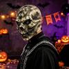 Horror Halloween Maske Latex Totenkopf Maske, Gruselige Kapuze mit Realistischem Gesichtspolster Gestickte Textur, Unheimliches Kostümzubehör für Cosplay Vintage