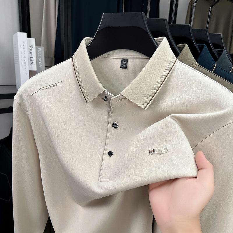 Men s Polo Shirt Lapel Long Sleeve T-Shirt Autumn Arrival Print Anti Pilling Business Men swear M
