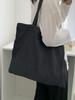 Light Blue One-Shoulder Canvas Bag - Large Capacity, Unisex, Korean Style, Zip Closure