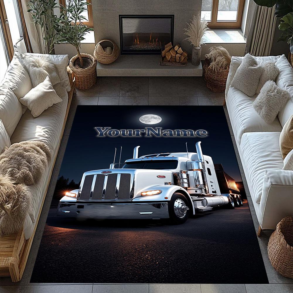 Peterbilt Heavy Trucks Customize Your Name Carpet Perfect for Game Room Decorate Room Bedrooms Playrooms Anti-slip Rug Office Home Decor