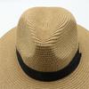Women Wide Brim Straw Panama Roll Up Hat Fedora Beach Sun Caps UPF50+ Beach Outdoor Hat with ribbon