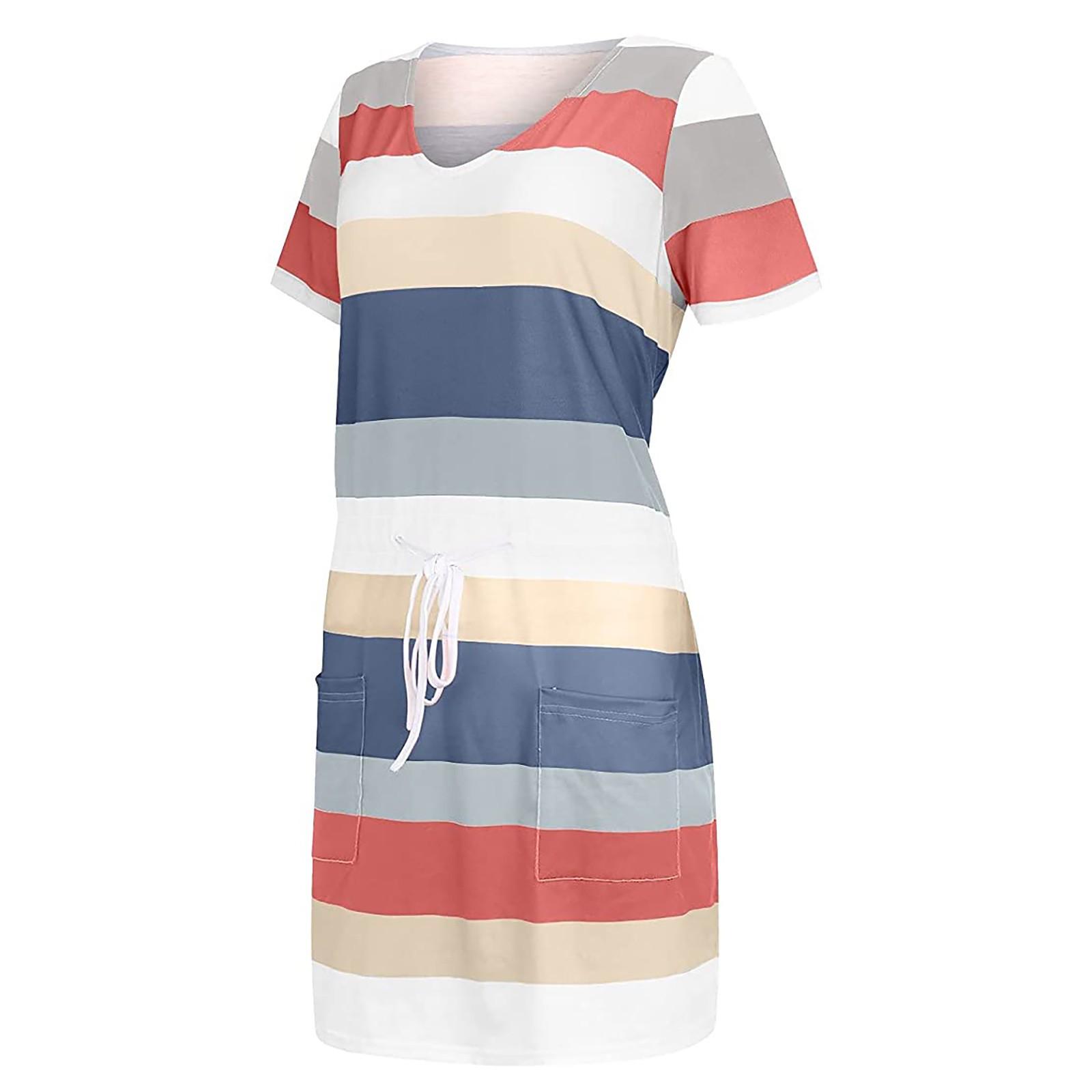 

Женское лето 2022, повседневное модное платье с v-образным вырезом и короткими рукавами с принтом и шнурком XL красный