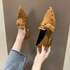 2025Donna Primavera Nuovi Borchie Donna Punta Appuntita Tacchi Spessi Moda Stile Britannico Mocassino Donna Scarpe Slip-on Zapatillas Mujer