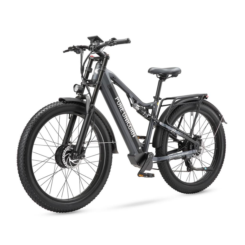 PURE UNICORN U7 Electric Bicycle With TowSeat 27.5 × 3.0 INCH Fat Tires 1000W Dual Motor 48V19.2Ah Electric Bike All Terrain Riding Electric Bicycle