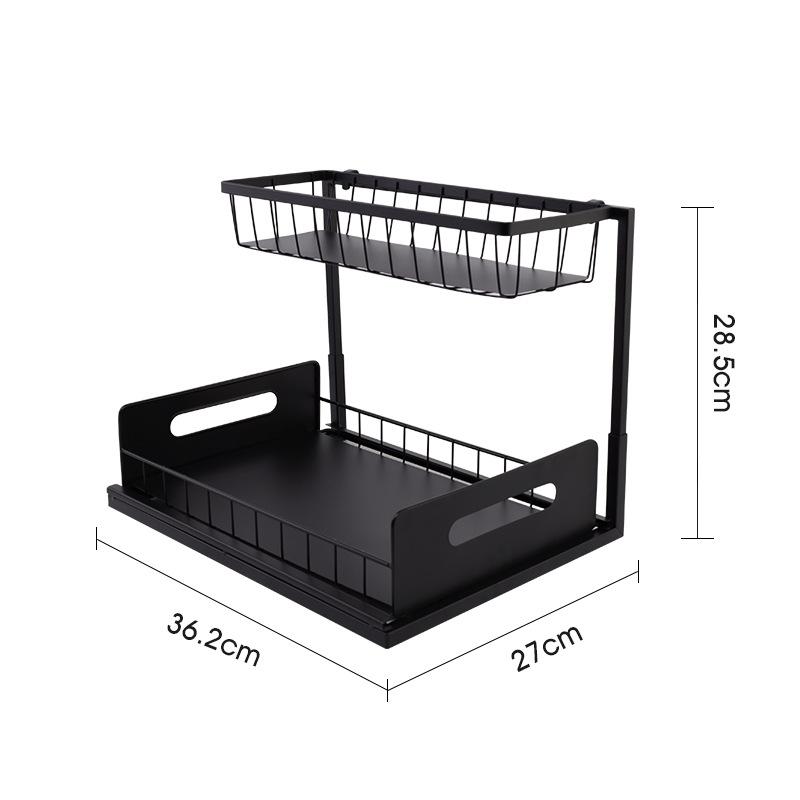 1-2PCS Thickened Kitchen Sink Rack Double-layer Pull-out Storage Rack Multi-function Seasoning Rack Kitchen Cabinets Organizer 2-tier