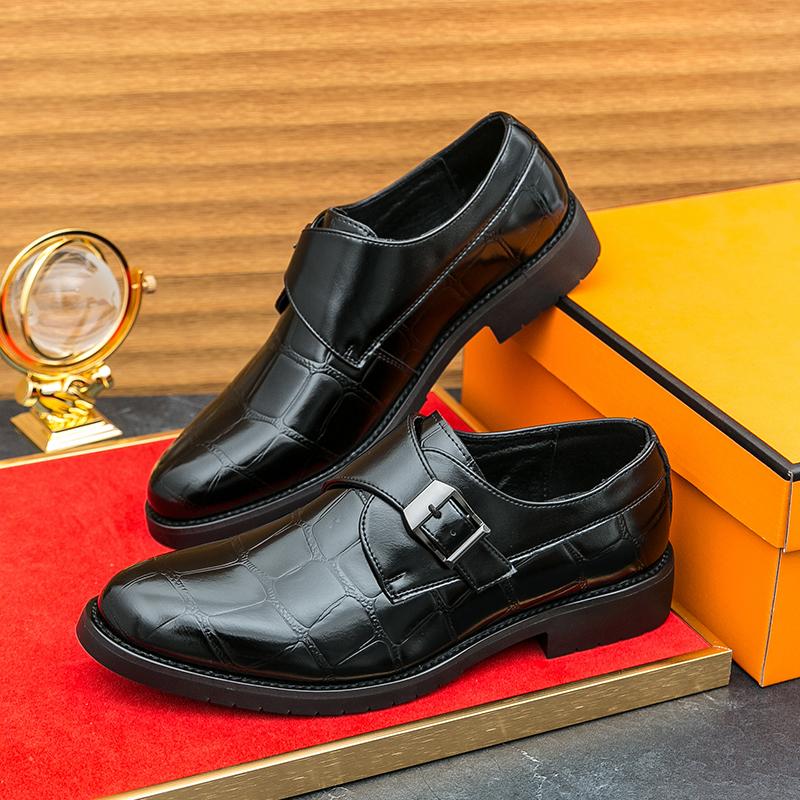 Men Retro Formal Shoes PU Side Buckle European and American Business Fashion High-quality Loafers Size 38-46 Men Shoes