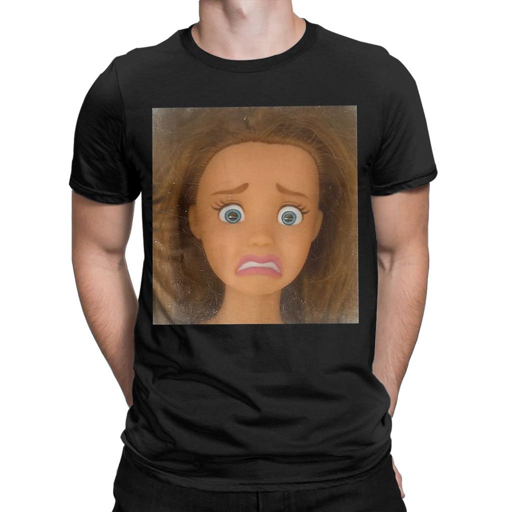 Funny Disgusting Doll Face Meme T Shirt Summer  Cotton TShirts For Men Harajuku Casual Tshirt Short Sleeve Y2K Retro Tees