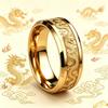 Ein chinesisch inspirierter goldener Drachen mit fünf Krallen Ring aus 304L Edelstahl Unisex-Ring Geeignet für Teenager zum täglichen Tragen, als Geschenk für Bankette,