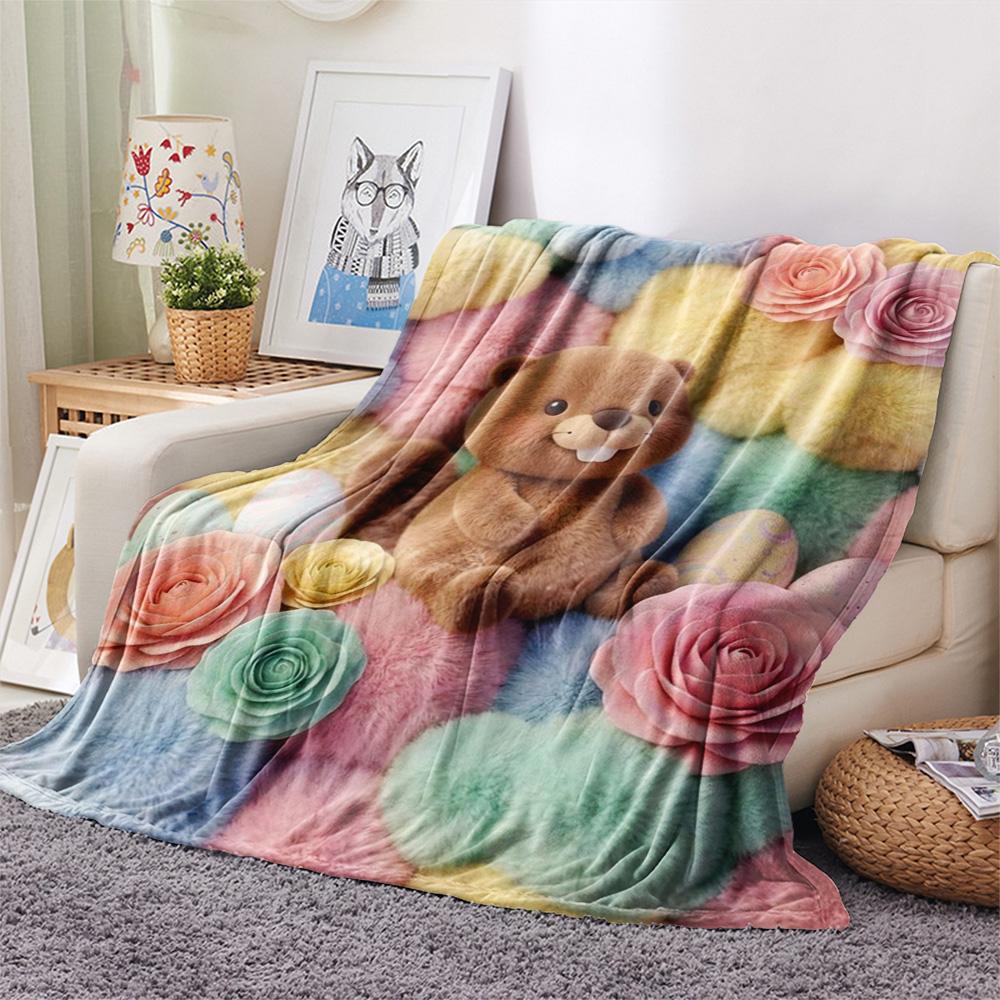 1Pc Loopy Print Flannel Blanket, High Quality Comfortable for All Seasons, Home Decor, Warmth and Comfort, Perfect for Christmas Gifts